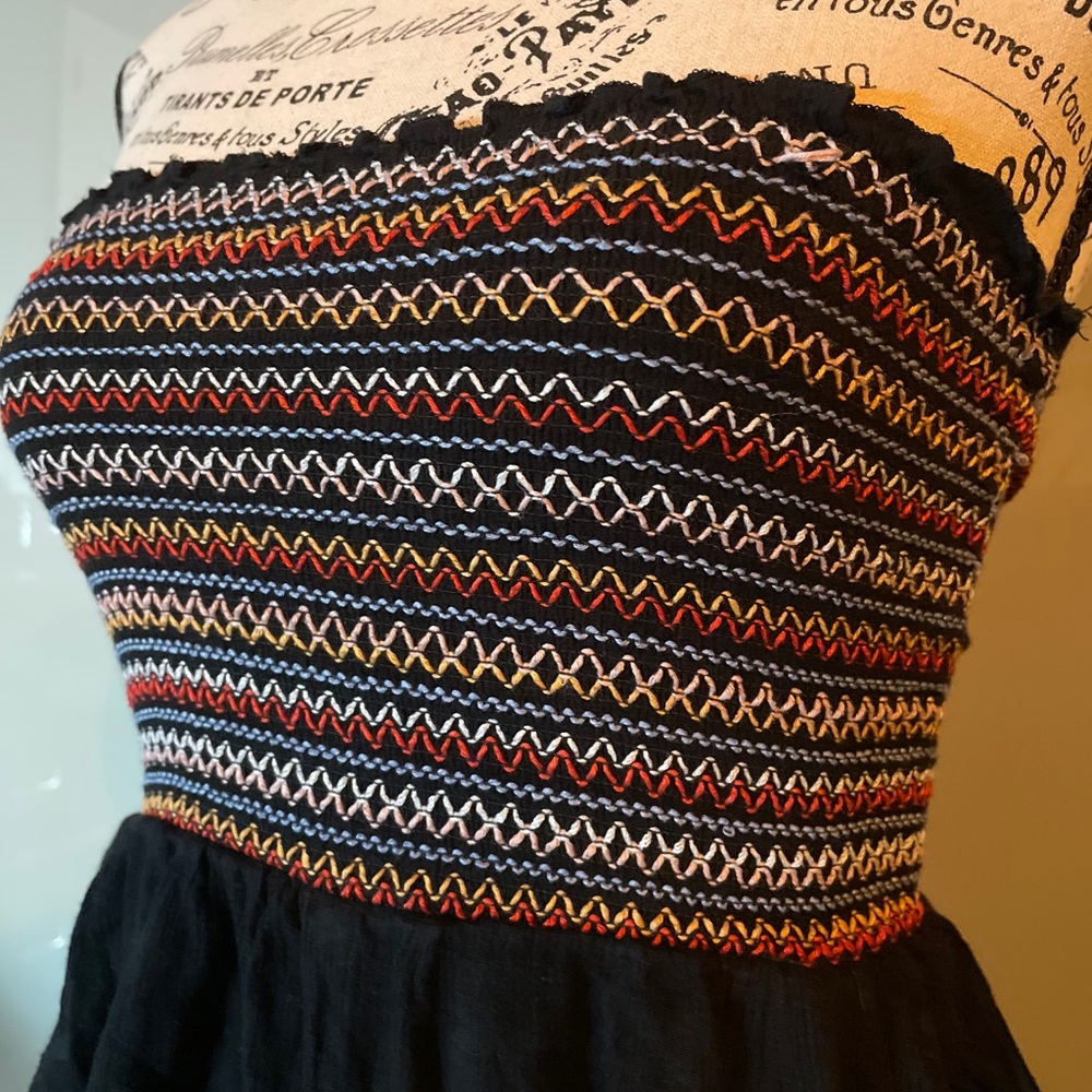 Black & Colored Pattern Strapless Romper